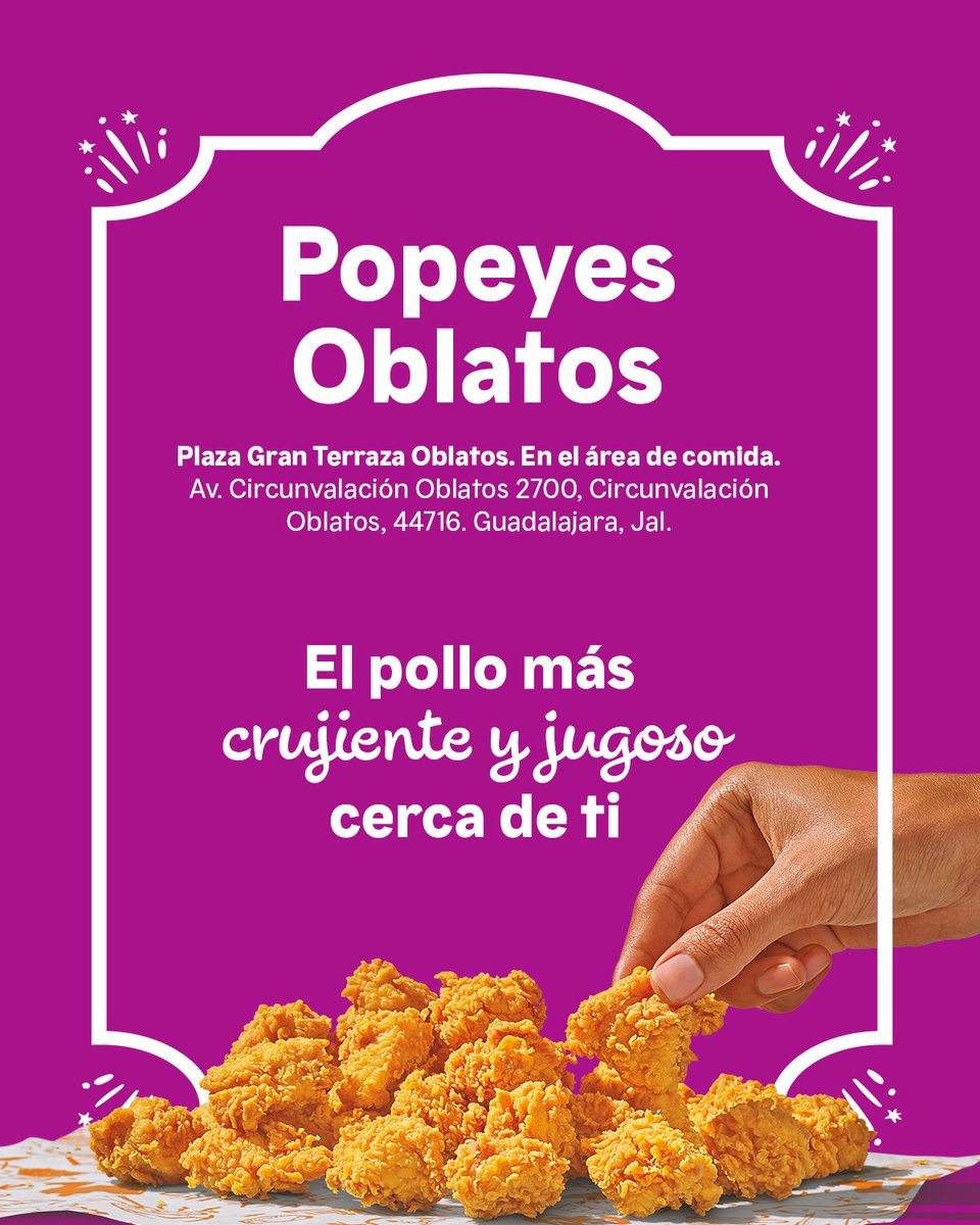 ¡GDL, prepárate! 🍗🔥
El pollo más crujiente y jugoso llega a Gran Terraza Oblatos para alegrar tus días.
Nos vemos a partir del 14 de octubre en nuestra nueva sucursal. ¡No faltes! 🎉