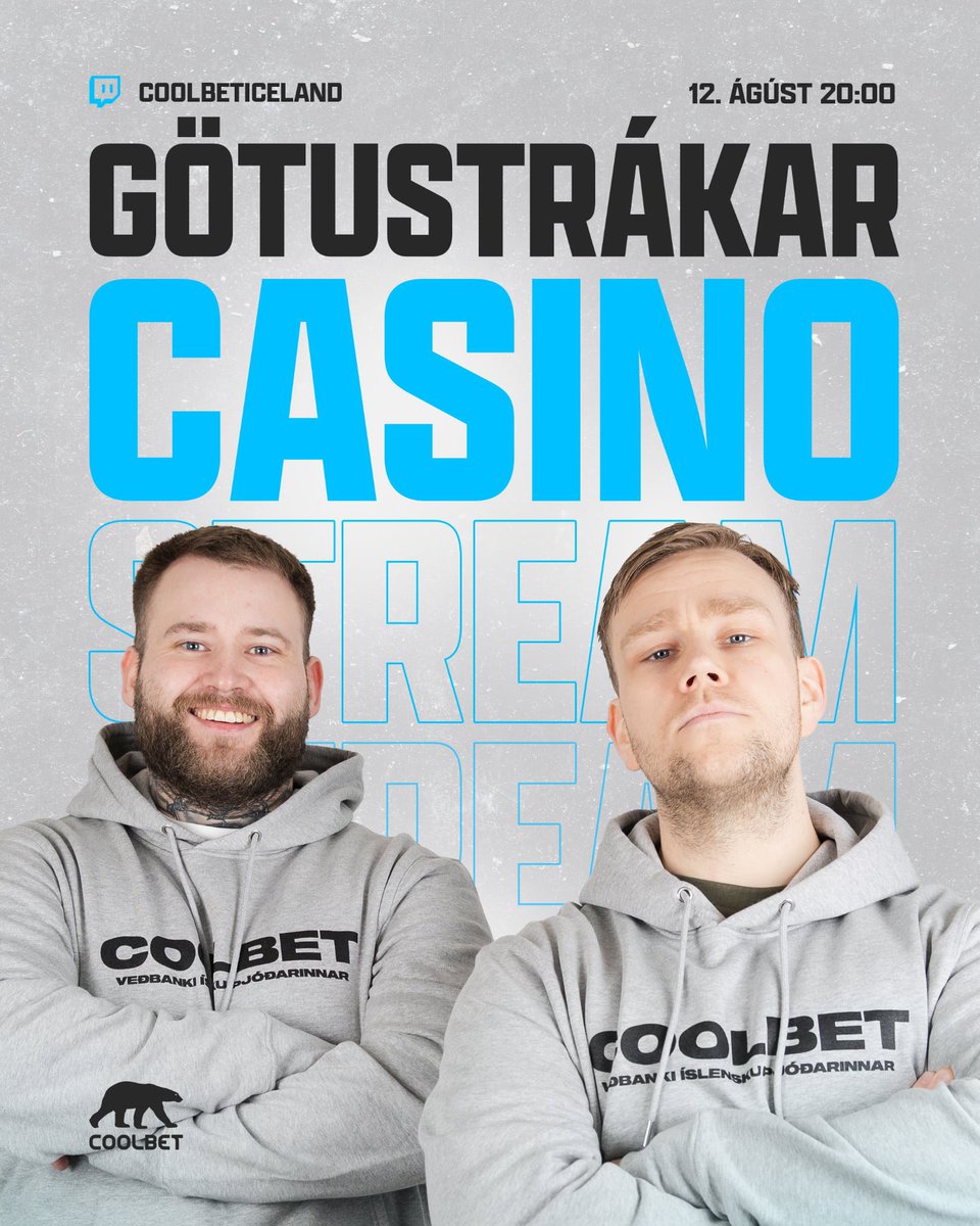 🎰CASINO STREAM // GÖTUSTRÁKAR🎰

Jeppi og Ronni ætla að spinna og ræða stóru málin í kvöld!

Live á Twitch frá kl. 20:00⬇️
twitch.tv/coolbeticeland
