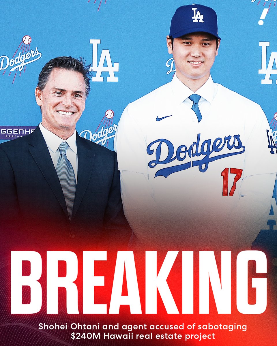 YahooSports's tweet photo. BREAKING: Shohei Ohtani and his agent, Nez Balelo, are being sued by a Hawaii real estate investor and broker, claiming they got them fired from a $240M luxury housing development by using their "celebrity" status, per the lawsuit filed in Hawaii Circuit Court on Friday. https://t.co/1a22D2kxPJ