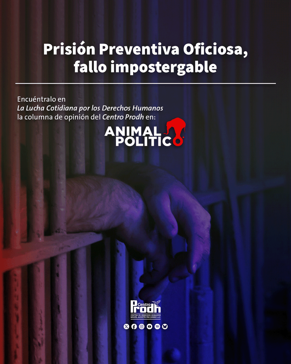 Centro Prodh (@centroprodh) on Twitter photo Hoy es la última sesión de la actual composición del pleno de la <a href="/SCJN/">Suprema Corte</a>. Entre los grandes pendientes en lista se encuentra la impostergable revisión a fondo de la figura de la prisión preventiva oficiosa #PPO, que afecta a miles de personas privadas de la libertad en nuestro Hoy es la última sesión de la actual composición del pleno de la <a href="/SCJN/">Suprema Corte</a>. Entre los grandes pendientes en lista se encuentra la impostergable revisión a fondo de la figura de la prisión preventiva oficiosa #PPO, que afecta a miles de personas privadas de la libertad en nuestro