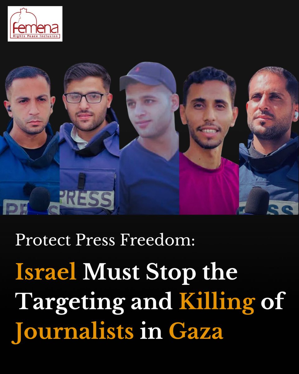1/7🛑 Protect Press Freedom! Israel must stop targeting &amp; killing journalists in Gaza. The recent attack killed 5 Al Jazeera journalists and other two local journalists—the deadliest single assault on media in this war. #JournalistsUnderAttack #PressFreedom
