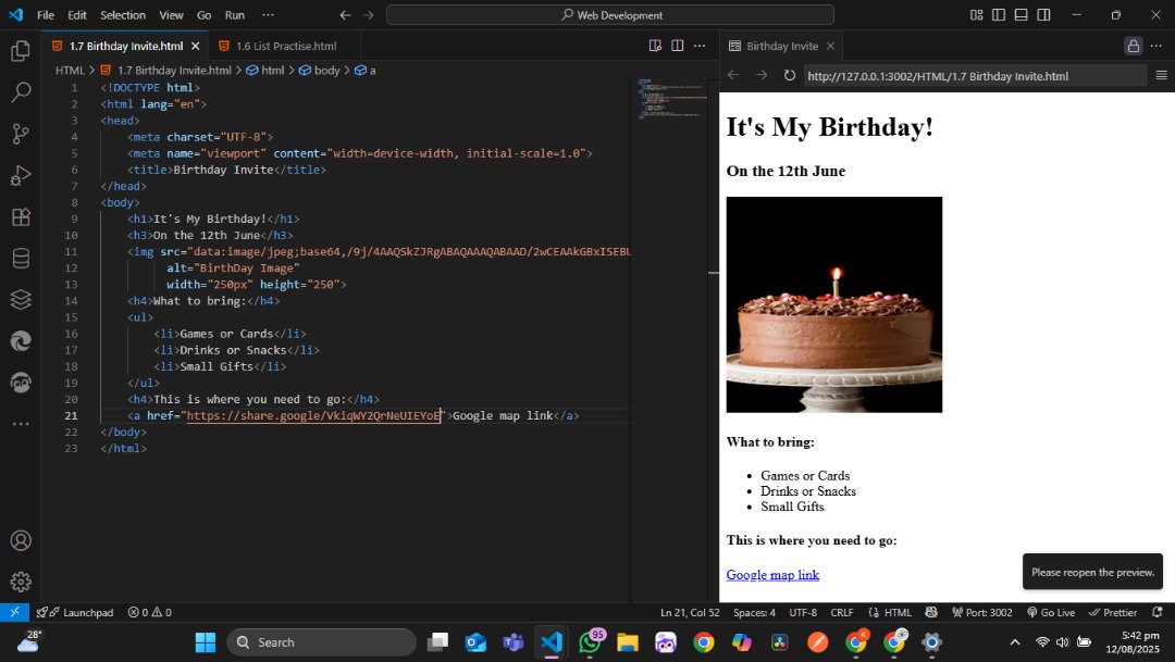 rasak_code's tweet image. Practiced what I learned yesterday — embedded lists &amp; HTML structuring.
Now I fully understand how it all works and how to use it in real projects! 🚀
#HTML #WebDevelopment #Frontend #LearningToCode #CodeNewbie #TechJourney #100DaysOfCode #SelfTaughtDeveloper #WomenWhoCode