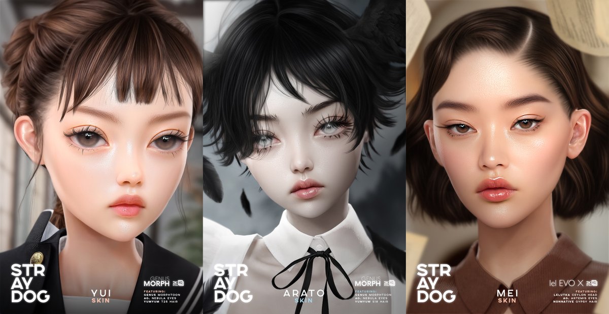 I just wanted to show you the full view of Stray Dog three new skins coming out today at the ACCESS. Each one has its own charm and personality,  and it’s also my very first time making something for GENUS Morphtoon!