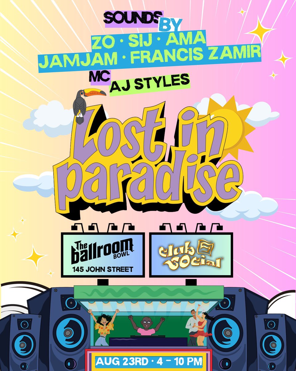 clubsocial44's tweet image. Lost in Paradise part 2 
📍 The Ball Room 145 John street Toronto 
⏰  4-10PM
📆 23rd August 2025 
🎟️ eventbrite.ca/e/club-social-…