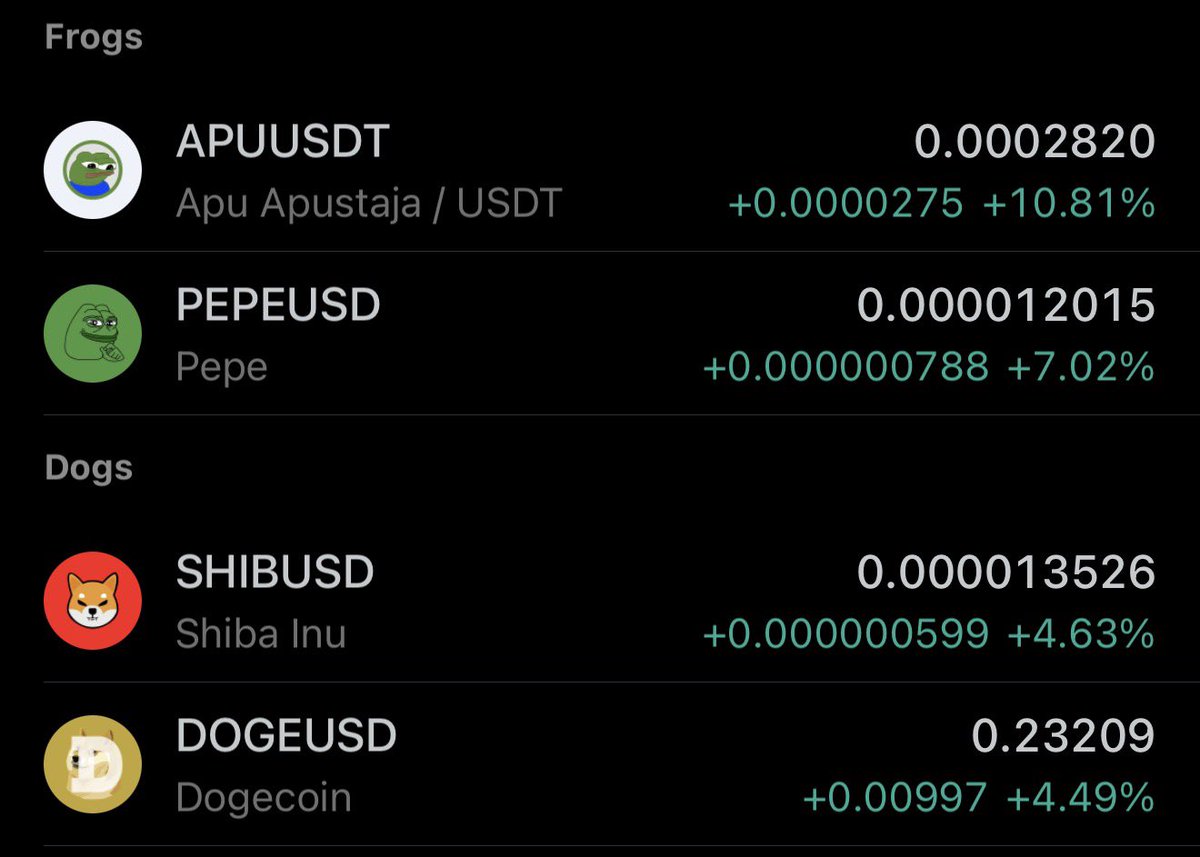 DOGS ARE GETTING ABSOLUTELY WALKED BY FROGS

FROGS WIN THIS CYCLE

$APU $PEPE