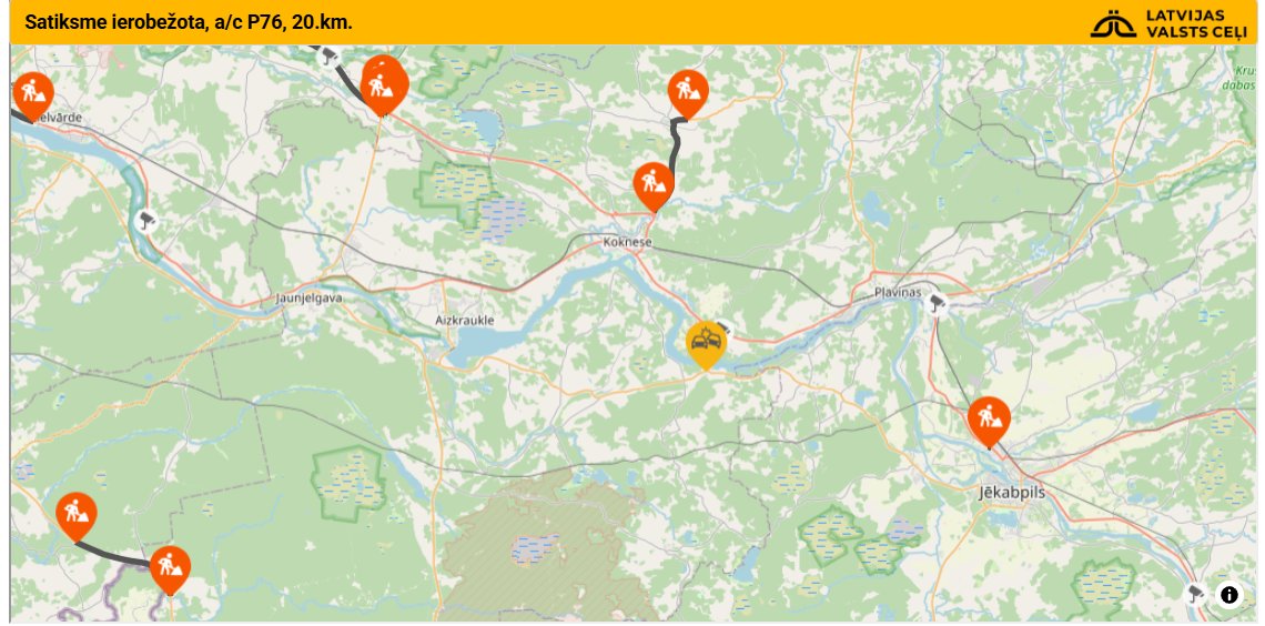 Noticis ceļu satiksmes negadījums uz P76 (Aizkraukle–Jēkabpils) 20.km. Satiksme daļēji ierobežota.
