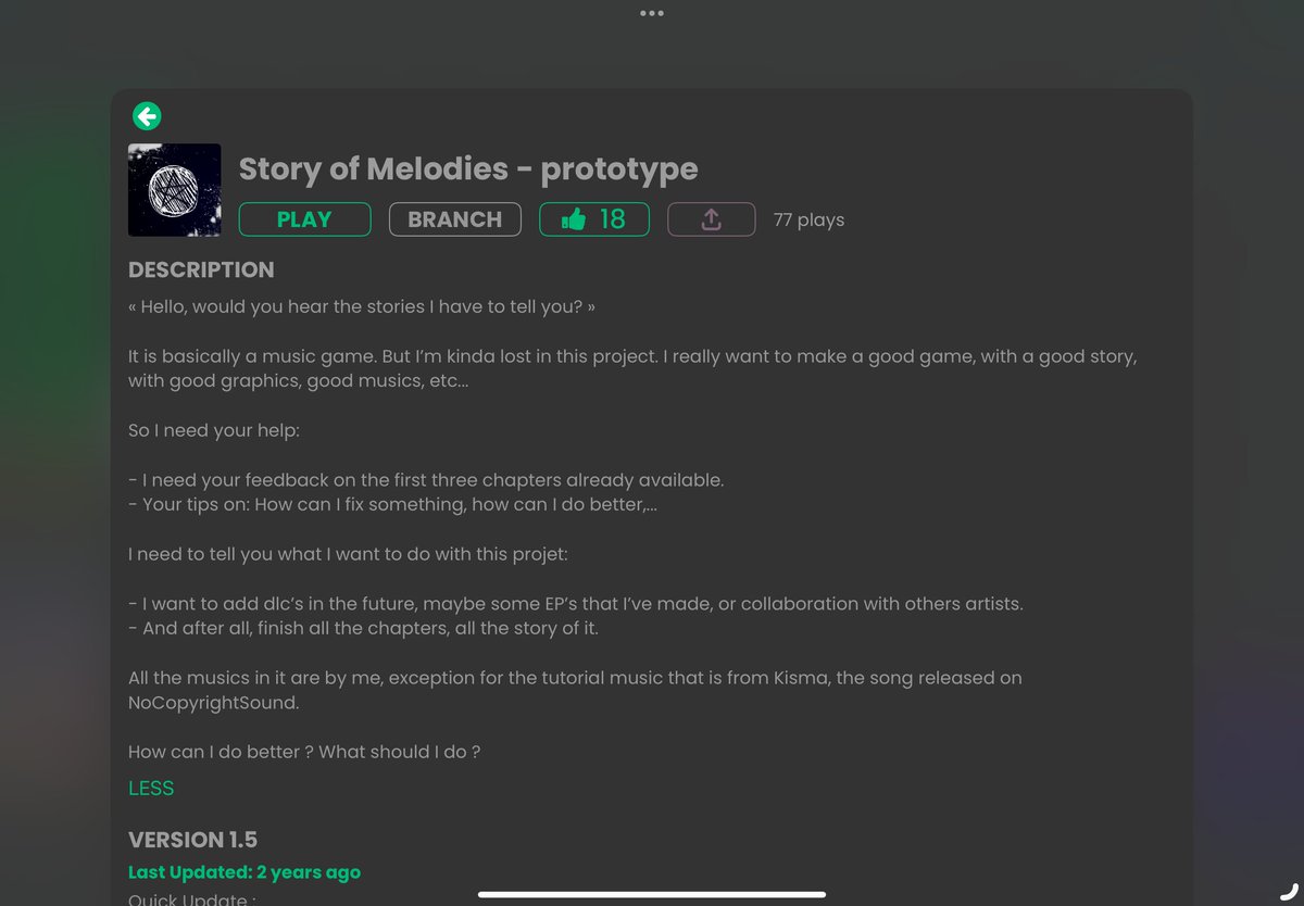 hyperPadApp's tweet image. Step into a fantasy game world created on iPad.

This adventure blends storytelling, puzzles, and music in a unique escape-room style game.

Play now: hyperpad.com/projects/wxdxp…

#hyperPad #adventuregames #escaperoom #indiegames #ipad #visualcoding