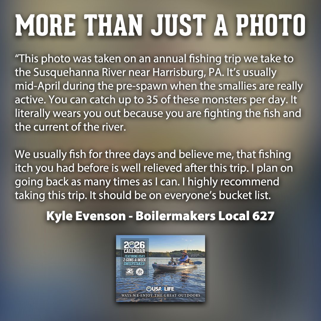 Kyle Evenson of Boilermakers Local 627 looks forward to this fishing trip every spring. 🎣 

For more outdoor traditions and memories, order 2026 USA Calendars featuring ways union members enjoy the outdoors. 👉 bit.ly/3TzGdJ2