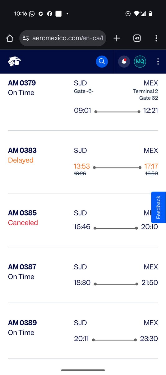 EspeBarredo's tweet photo. @Aeromexico @CTVNews 
Mexican airline refuses to give money back and no hotel/food claiming weather from 2 days ago.They want to rebook our flight 3 days later. They have other flights leaving from Cabos to Mexico City on the same date. So obviously weather is not longer an issue https://t.co/8PIjd8R684