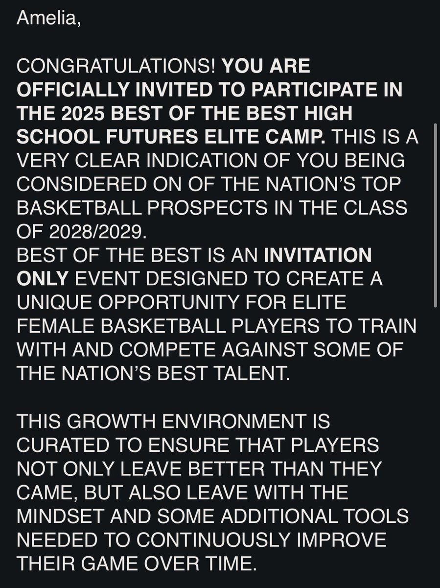 Beyond excited to receive an invite to the Best of the Best! I can’t wait to compete and learn with some of the best players in the nation. Thank you <a href="/bballjkey/">Jason Key</a> and <a href="/FullThrottleT2D/">Full Throttle T2D</a> for the opportunity!🫶🏻🏀

<a href="/TakeoverAcad/">Takeover Academy</a> <a href="/BWHS_WBB/">BWHS Lady Wolverines</a> 
<a href="/nbnbball/">Coach TJ Jones</a> <a href="/AYSABasketball/">AmericanYouthSportsAssociation (AYSA)</a>