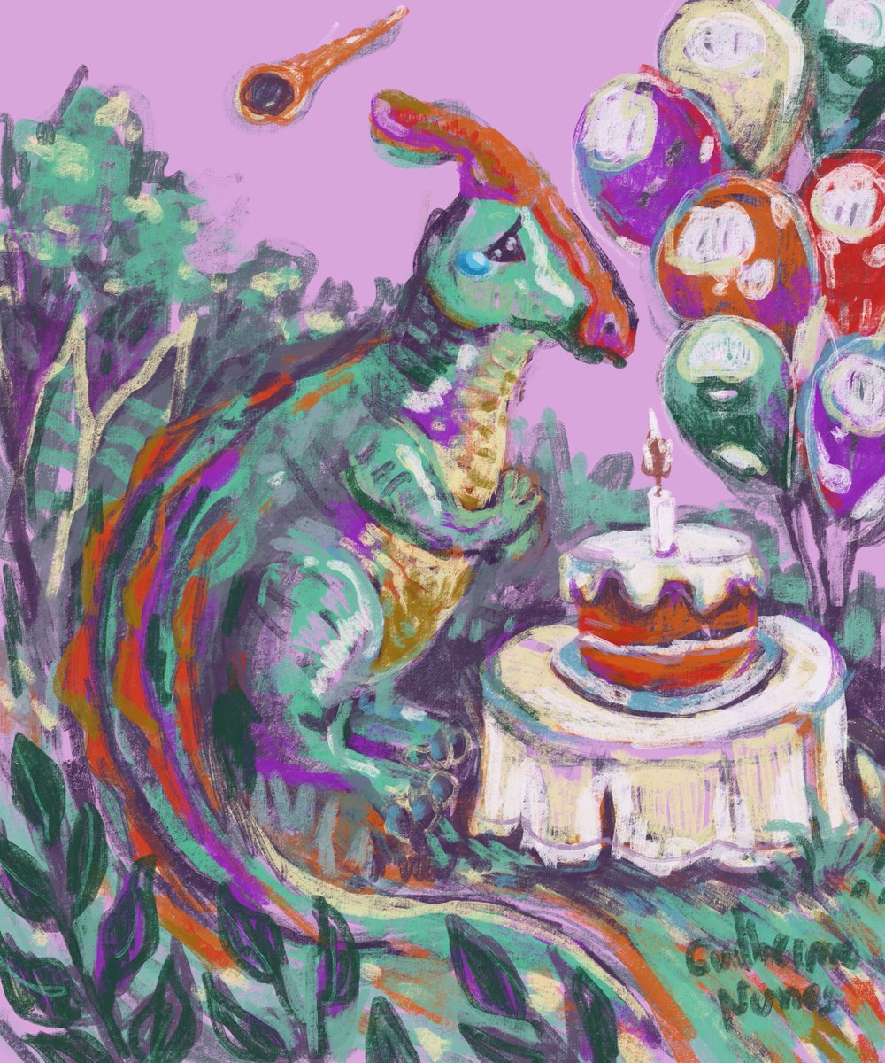 guilhernunes_'s tweet image. no one came to Parasaurolophus' birthday