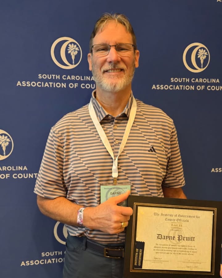 At last week’s SC Association of Counties’ Institute of Government, Councilwoman Teresa Griffin graduated from Level I &amp; II, while Councilman Dayne Pruitt and Councilwoman Johanna Bishop graduated from Level II. Congratulations!