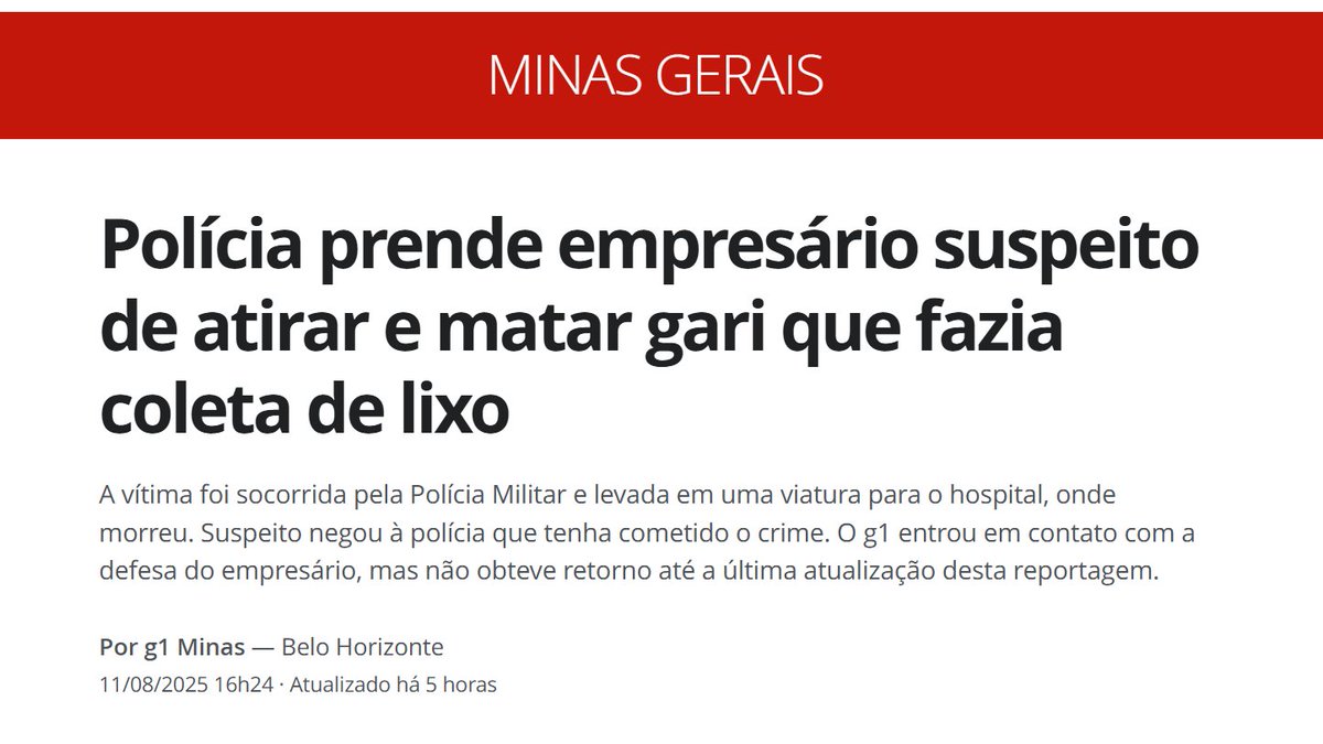 Na moral esse tipo de notícia acaba com a gente, nesse país de merda o cara mata um gari por NADA, porque tinha que esperar um pouco... 

E o que revolta é que não vai dar em nada ou quase nada, fica alguns poucos anos preso, se ficar, e daqui a pouco tá solto novamente.  

Que