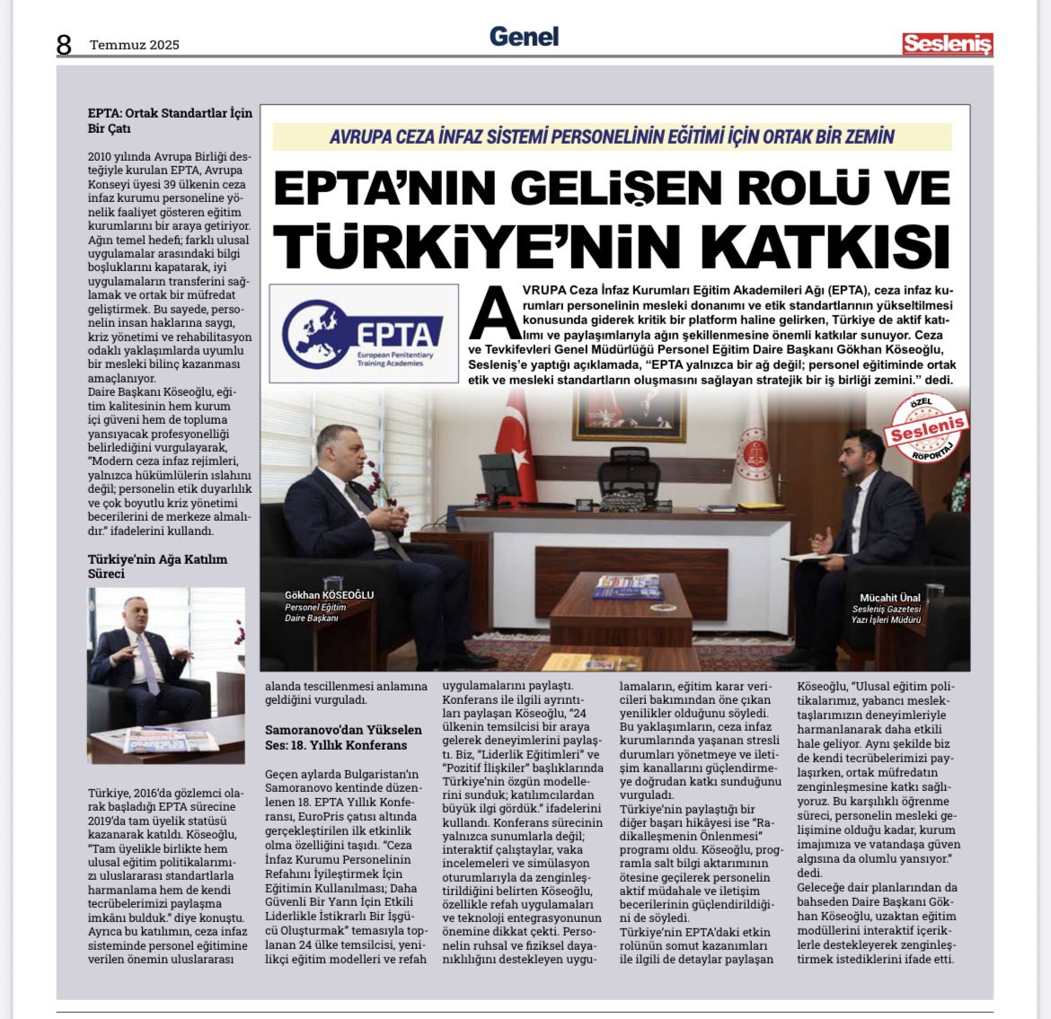 “Sesleniş” gazetemizde, “Avrupa Cezaevi Personeli Eğitim Akademileri” ile Türk Ceza İnfaz Personeli eğitim sistemini değerlendirdim.Keyifle okumanız dilerim.

cte.adalet.gov.tr/Resimler/Dergi…