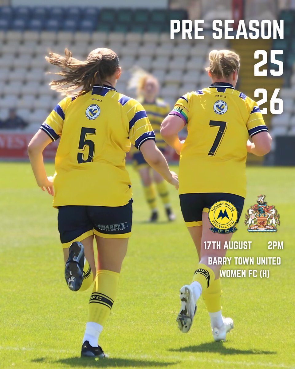 Torquay United Women FC (@torquaywomenfc) on Twitter photo Our preparations for the new season continue at home against <a href="/BarryTownUnited/">Barry Town United</a> Women this Sunday.
🏟️ SDC Sports Centre, TQ4 7TP
⏰ Kick off 14:00pm
🎫 Entry FREE
#tufc Our preparations for the new season continue at home against <a href="/BarryTownUnited/">Barry Town United</a> Women this Sunday.
🏟️ SDC Sports Centre, TQ4 7TP
⏰ Kick off 14:00pm
🎫 Entry FREE
#tufc