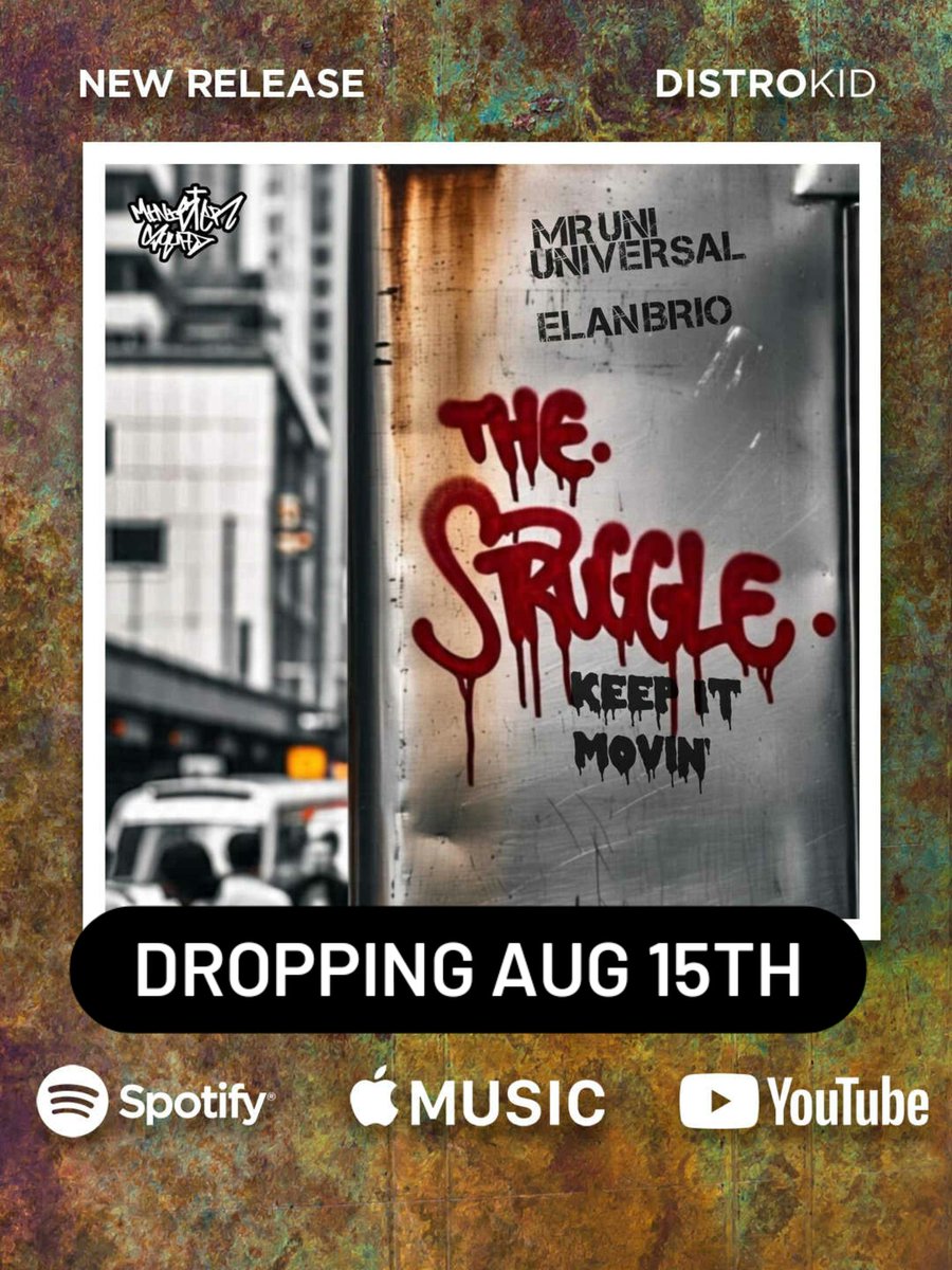 Dropping Aug 15th 
Pre-save 
The Struggle (Keep It Movin') (feat. Mr Uni Universal &amp; Elan Brio) by Minister Squad share.google/dEtopglTYti8I9…

#Jesus #hiphop #hiphopculture #boombap #chh #undergroundhiphop #indie #lifemusic #chhnation #spotify #applemusic #newmusicalert
