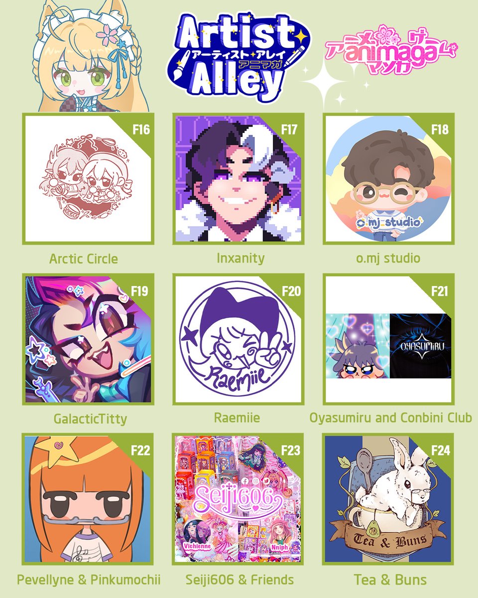 Animaga (@animagaexpo) on Twitter photo ✨ From F16–F24, explore an exciting mix of adorable art, bold designs & creative passion! Featuring arctic circle, <a href="/InxanityOCE/">Inx ♠️ 🔜 ANIMAGA</a>, omjstudio, @galactictitty, raemiie, oyasumiru x <a href="/conbiniclub/">Conbini Club🛒🍙</a>, <a href="/pevellynee/">naj</a> x <a href="/Pinkumochiiie/">Quan</a>, <a href="/Seiji606/">Seiji606✨waitlistOPEN</a> & friends, and tea & buns. ✨ From F16–F24, explore an exciting mix of adorable art, bold designs & creative passion! Featuring arctic circle, <a href="/InxanityOCE/">Inx ♠️ 🔜 ANIMAGA</a>, omjstudio, @galactictitty, raemiie, oyasumiru x <a href="/conbiniclub/">Conbini Club🛒🍙</a>, <a href="/pevellynee/">naj</a> x <a href="/Pinkumochiiie/">Quan</a>, <a href="/Seiji606/">Seiji606✨waitlistOPEN</a> & friends, and tea & buns.