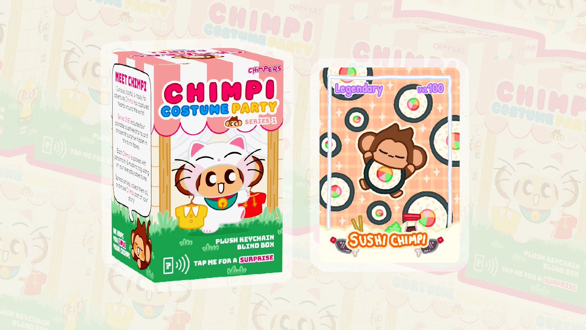 OK, here’s another sneak peek at one of the cards you can pull from the new Chimpers plush keychain blind box! 🐒✨

So awesome to have worked on these. It feels great finally being able to do the illustrated style too alongside <a href="/_LULU_art/">LULU 🐈 team Catist</a> and <a href="/Catist_art/">Catist</a> 🎨🙇‍♂️