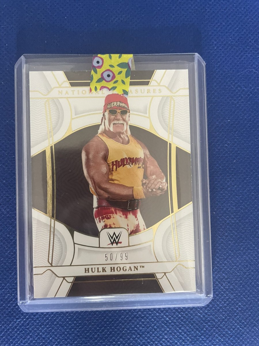 CardsGator's tweet photo. @anthonyvito8 @wrestlingcards @Joey_Graben @MikesUpperDeck1 @TheHuskerhav @kjroscoe1118 @AewCard @card_guide @tybalchief @deezl19 Hulk Hogan National Treasures $50 shipped US https://t.co/HGvnxMYXHh
