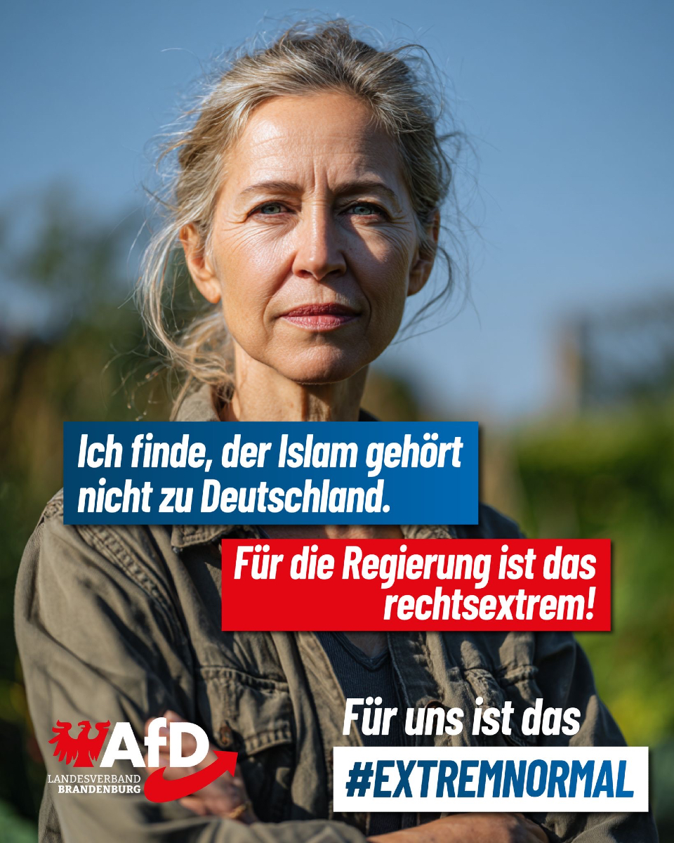 🛑 Der Islam gehört nicht zu Deutschland – Punkt.

Unsere Heimat steht für Christentum, Aufklärung und Rechtsstaat – nicht für Scharia, Kopftuchzwang und Paralleljustiz.

Doch Altparteien und Systemmedien wollen uns umerziehen: Halal statt Schweinefleisch in Kantinen, Kopftuch