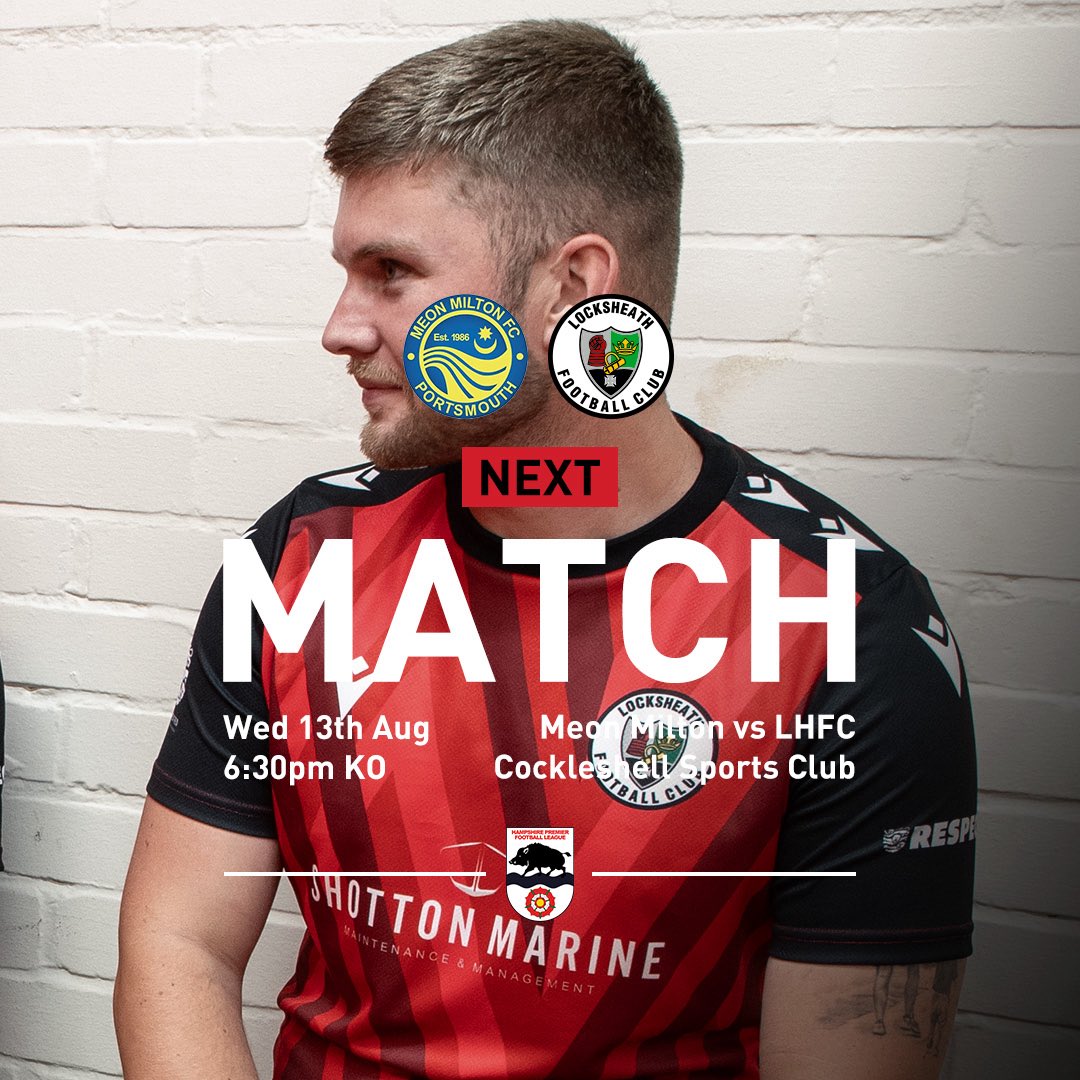Back to it after a weekend off 👊

🆚 <a href="/FCMeonMilton/">Meon Milton Mens</a> 
📍 Cockleshell Sports Club, Portsmouth PO4 9SA
🏆 <a href="/HantsLeague/">uhlsport Hampshire Premier League</a> 
🗓️ Wednesday 13th August
🕡 6:30pm KO

#UTL 🔒
