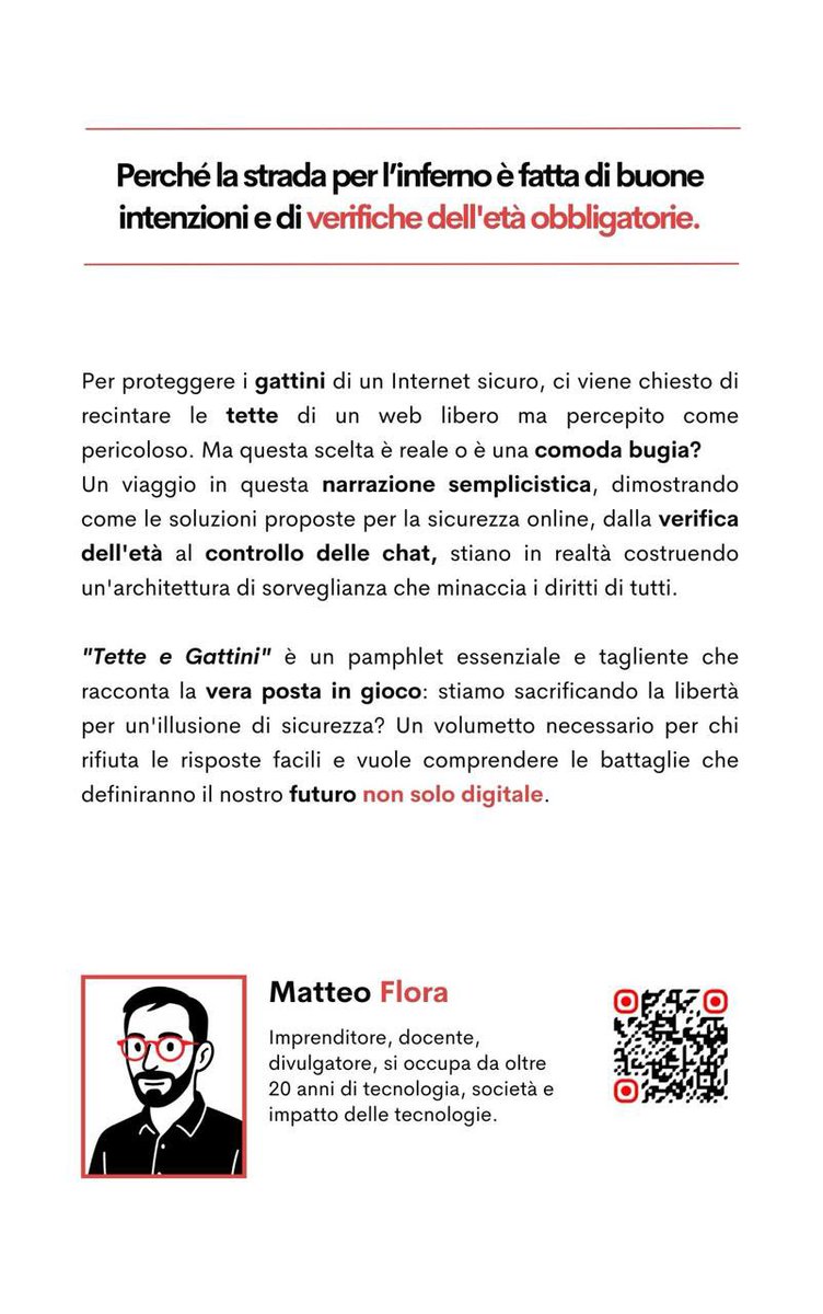 lastknight's tweet image. Davvero la verifica dell’età aiuta a risolvere alcuni dei rischi della rete?
La domanda più ricevuta negli ultimi 6 mesi. 

Presto online le mie riflessioni, in un istant-book che parla dell’approccio degli Stati europei… e di #ChatControl. 

In 120pag (free).

⏳#StayTuned ⏳