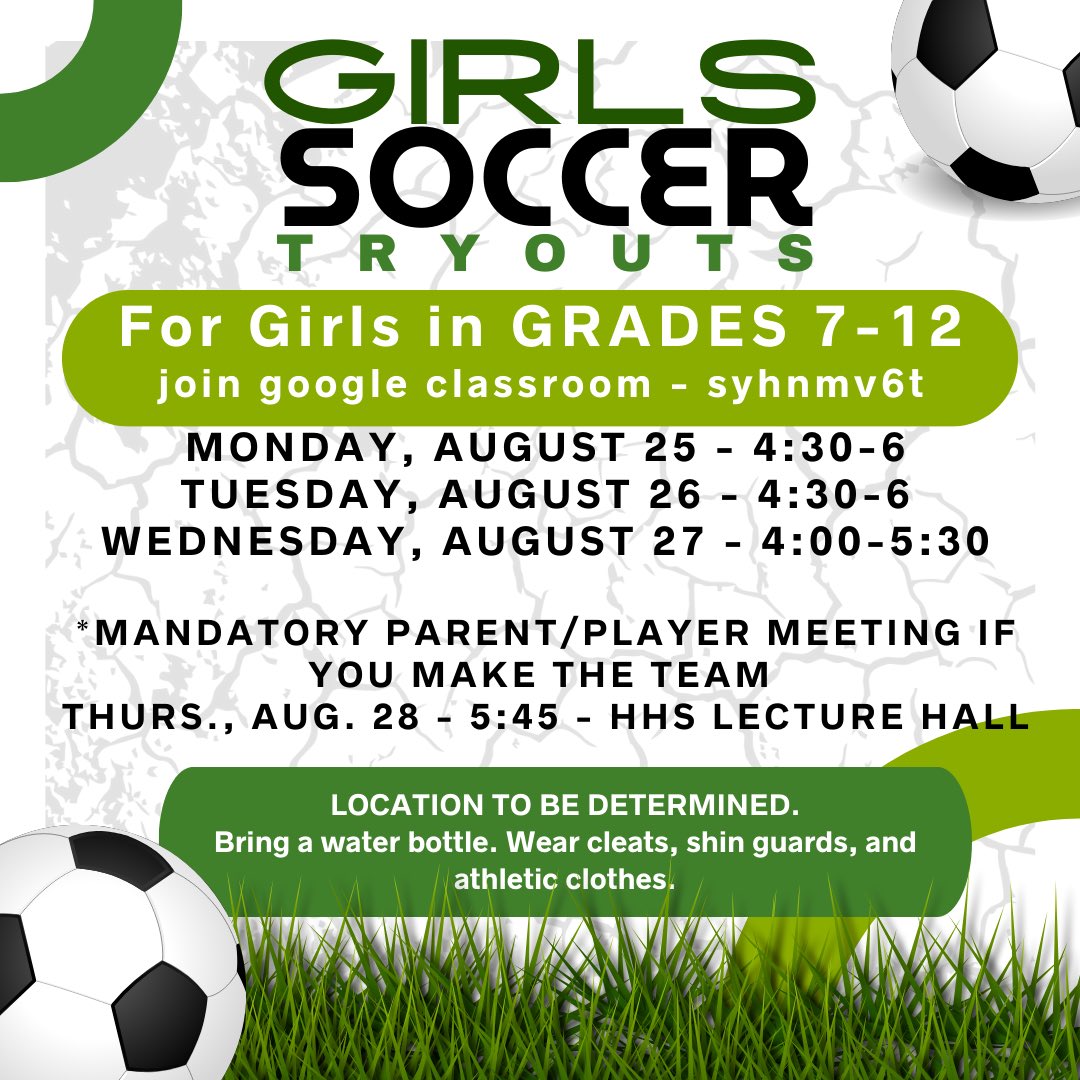 Girls Soccer Tryouts!