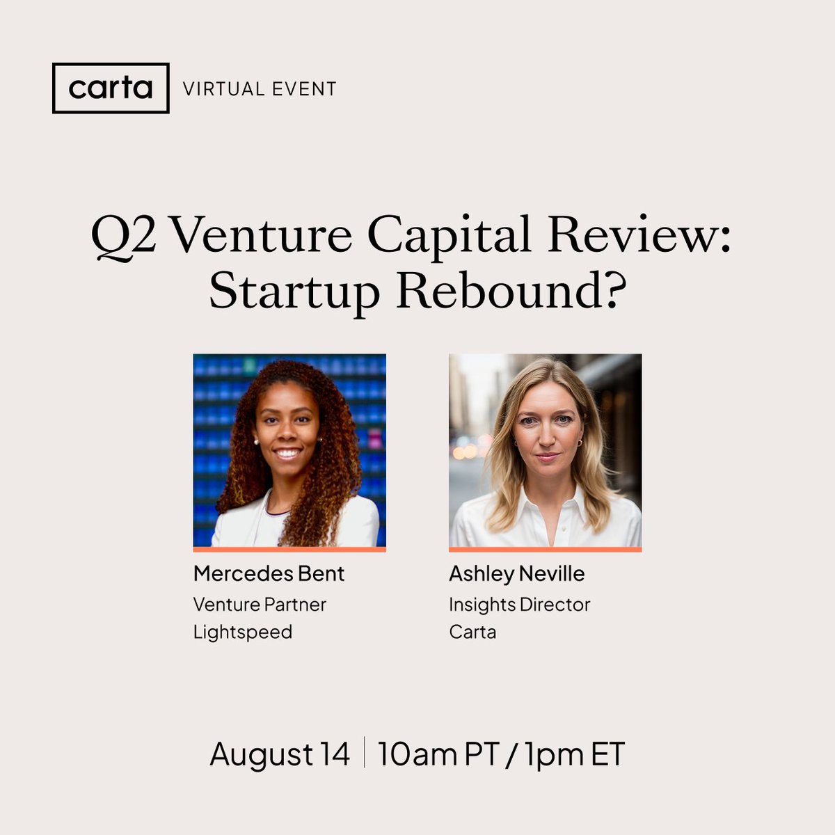Carta (@cartainc) on Twitter photo Deal counts picked up in Q2 after a slow Q1. Is it a rebound? How does it compare to Q2 last year?
Join us on August 14 as Ashley Neville & <a href="/mercebent/">Mercedes Bent</a> unpack the latest VC trends and fundraising data from Q2: z.carta.com/3Jeqihg Deal counts picked up in Q2 after a slow Q1. Is it a rebound? How does it compare to Q2 last year?
Join us on August 14 as Ashley Neville & <a href="/mercebent/">Mercedes Bent</a> unpack the latest VC trends and fundraising data from Q2: z.carta.com/3Jeqihg