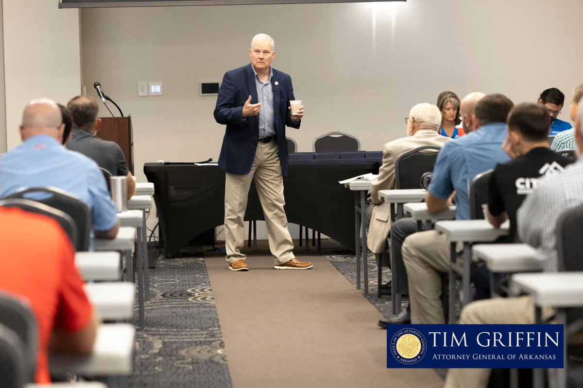 I enjoyed visiting with <a href="/AWEA_AR/">AWEA</a> members at their Water Specialty Conference today. I discussed my interest in keeping our water clean and free of PFAS and microplastics, as well as the many things my office is doing to keep Arkansans safe. Thanks for having me! #arnews