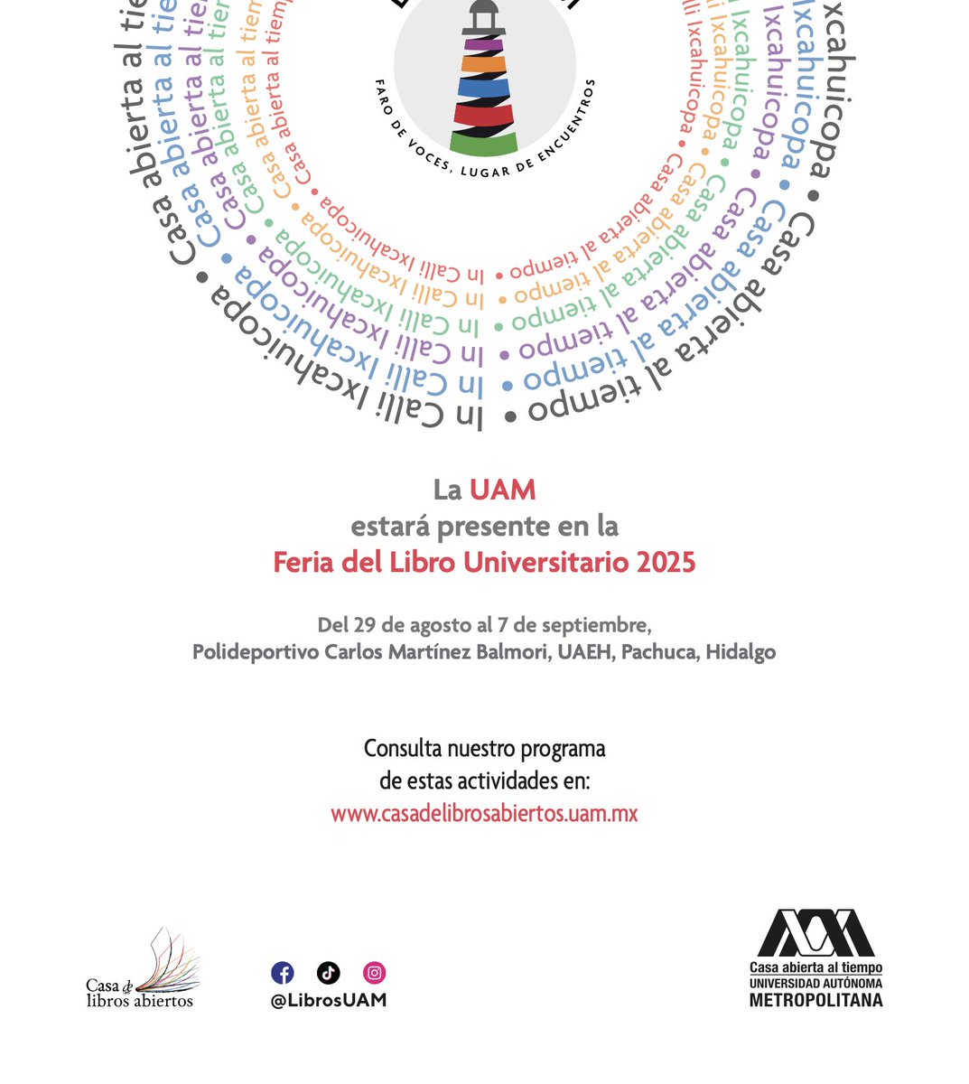 lauammx's tweet image. Feria del Libro Universitario 📚

🗓️ AGOSTO 29 A SEPTIEMBRE 7
📍 Pachuca, Hidalgo
🌐 casadelibroabiertos.uam.mx

#SoyUAM #LibrosUAM #Libros #Cultura @UAEH_OFICIAL @LibrosUAM @CulturaUAMmx