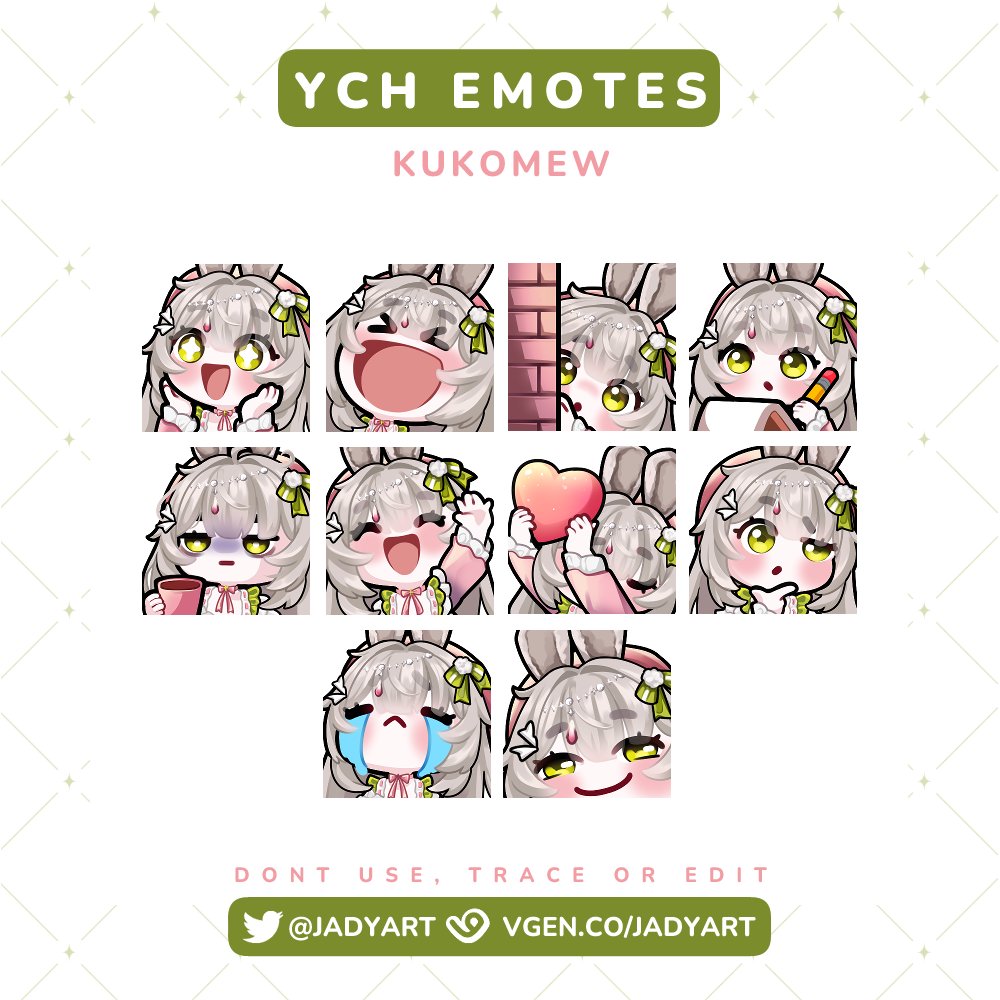 More cute emotes 🩷💚

♡ ~ Thank you for commissioning me ʚ₍ᐢ. .ᐢ₎ɞ #omokart