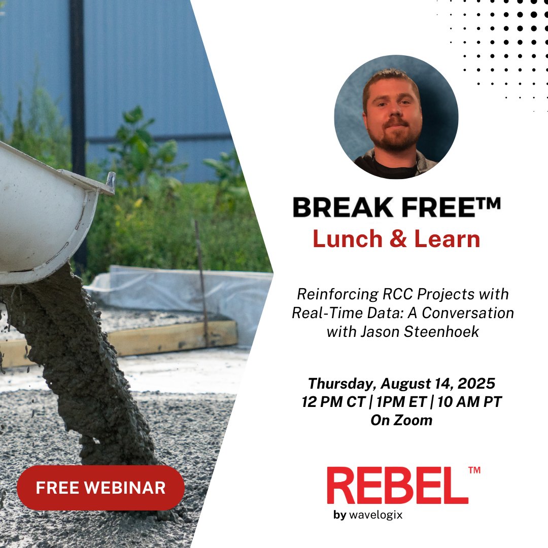 Wavelogix314's tweet image. 🔹 Upcoming Webinar 🔹 

&quot;Reinforcing RCC Projects with Real-Time Data: A Conversation with Jason Steenhoek&quot;

Join Wavelogix President &amp;amp; COO, Joe Turek, and Jason Steenhoek, Project Manager at Choice Concrete, on Thursday, August 14th at 12 PM CT for a free, insightful Lunch &amp;amp;…