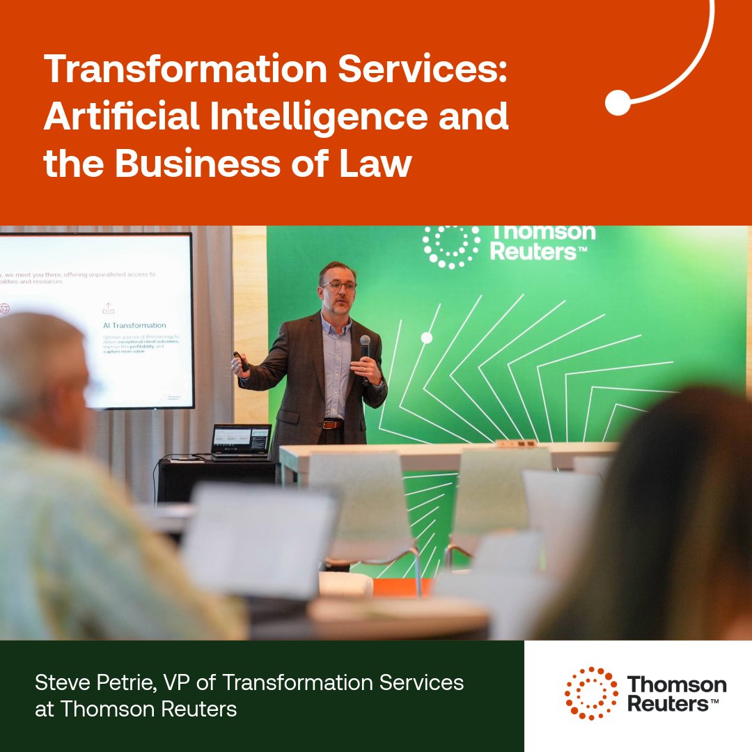 We just wrapped up our final Thomson Reuters Hospitality Suite session for the day on Transformation Services: Artificial Intelligence and the Business of Law. Attendees have one last opportunity to hear this session tomorrow from 3–4pm: ow.ly/vWOp50WEVzn

#ILTACON2025