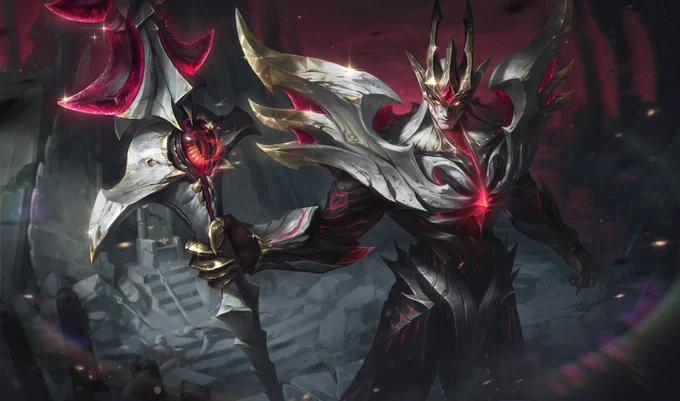 The Visions of the Fallen skin line is part of the Ages of Runeterra universe, here's the skin line bio: "Once, we were gods. Now, lost eternally in the disembodied darkness of our imprisonment, we dream of a thousand inevitable, bloody returns… and all mankind begging for our