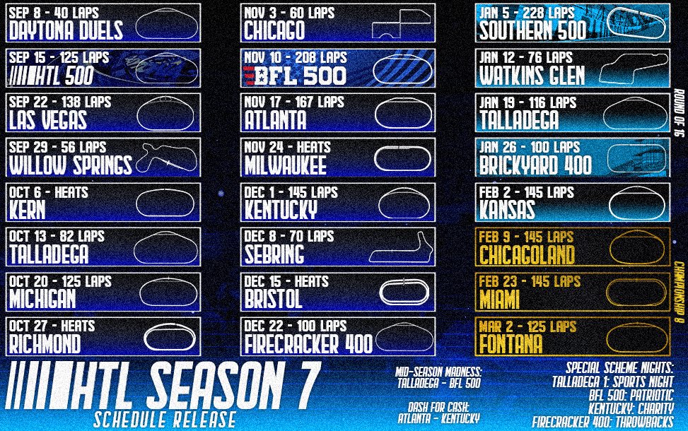 HTL (@htlracingleague) on Twitter photo Introducing the calendar for the 7th season of the HTL Cup Series.
Broadcasted exclusively on <a href="/ABN_Studios/">ABN Studios</a> Introducing the calendar for the 7th season of the HTL Cup Series.
Broadcasted exclusively on <a href="/ABN_Studios/">ABN Studios</a>
