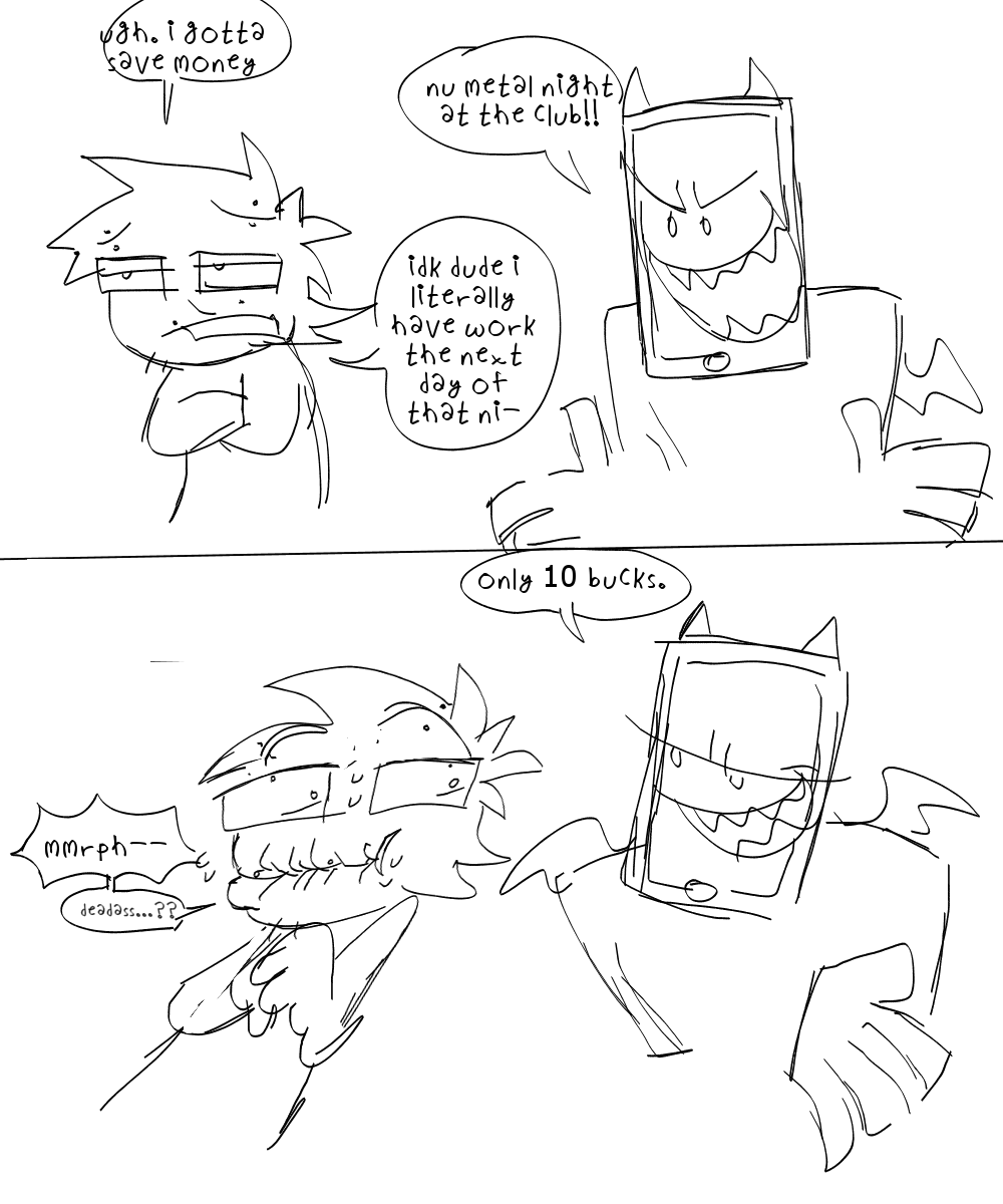 glitchotic's tweet photo. sorry i havent posted jack shit heres a funny comic about me trying to save money #comic #jokes https://t.co/B2HeB9fU2E