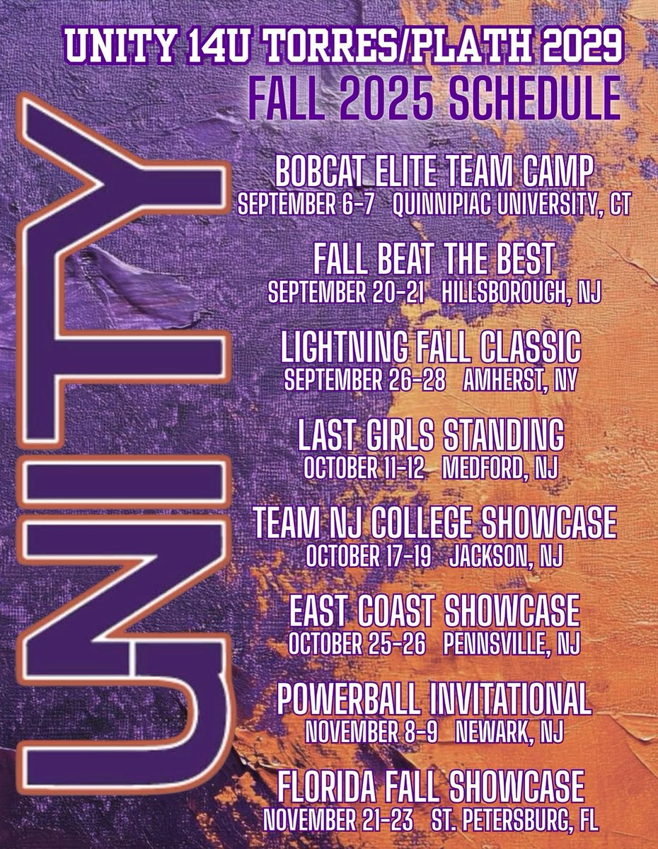 Mollyplath29's tweet photo. Fall schedule drop!! Super excited to get back in the field with my teammates!! Come check us out!! @ALLNJSoftball @UnityNewJersey @Unity14uPlath @DirectRecruits @ExtraInningSB @VAUnitySB @EC_Recruit @SBRRetweets https://t.co/9gMZklBPgB