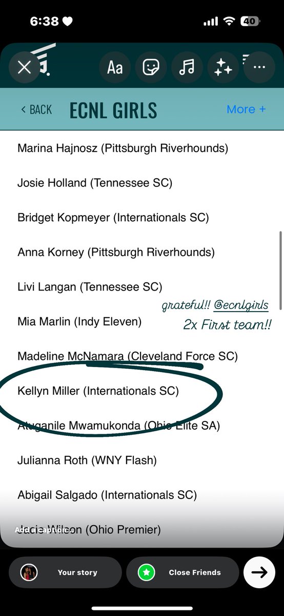 Kellyn Miller 2027 (@isc2_kellyn) on Twitter photo So grateful to be named ECNL Ohio Valley Conference First team, 2 years in a row! Blessed to be surrounded with great, hardworking teammates, who push me to be my best every practice. Can’t wait for what’s to come!!
<a href="/ECNLgirls/">ECNL Girls</a> <a href="/ImYouthSoccer/">ECNL/GA/Recruiting/College Soccer</a> <a href="/PrepSoccer/">Prep Soccer ⚽️</a> <a href="/TopDrawerSoccer/">TopDrawerSoccer</a> So grateful to be named ECNL Ohio Valley Conference First team, 2 years in a row! Blessed to be surrounded with great, hardworking teammates, who push me to be my best every practice. Can’t wait for what’s to come!!
<a href="/ECNLgirls/">ECNL Girls</a> <a href="/ImYouthSoccer/">ECNL/GA/Recruiting/College Soccer</a> <a href="/PrepSoccer/">Prep Soccer ⚽️</a> <a href="/TopDrawerSoccer/">TopDrawerSoccer</a>
