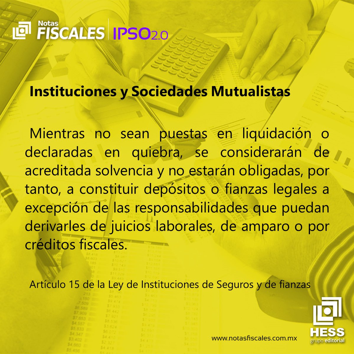 NotasFiscales's tweet photo. 💡 IPSO 2.0 | ¿Sabías que ciertas instituciones y sociedades mutualistas no están obligadas a constituir depósitos o fianzas legales… salvo en casos específicos? ⚖️

#Fiscal #ContadoresMX #NotasFiscales #IPSO #LeyFiscal #Mutualistas #Seguros #RevistaNotasFiscales https://t.co/SXiHOpXyBt