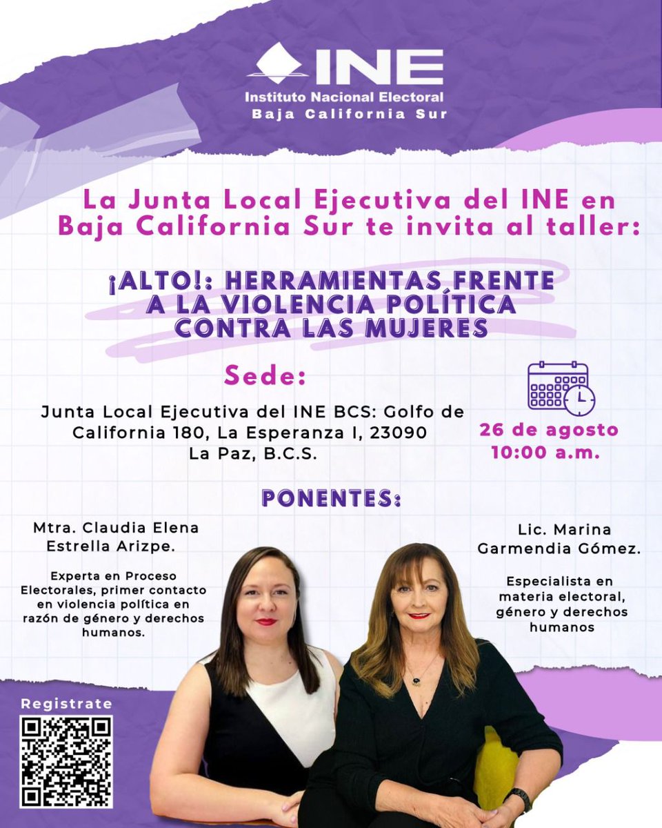 ¡𝐀𝐥𝐭𝐨: 𝐇𝐞𝐫𝐫𝐚𝐦𝐢𝐞𝐧𝐭𝐚𝐬 𝐟𝐫𝐞𝐧𝐭𝐞 𝐚 𝐥𝐚 𝐯𝐢𝐨𝐥𝐞𝐧𝐜𝐢𝐚 𝐩𝐨𝐥𝐢́𝐭𝐢𝐜𝐚 𝐜𝐨𝐧𝐭𝐫𝐚 𝐥𝐚𝐬 𝐦𝐮𝐣𝐞𝐫𝐞𝐬. 
Inscríbete en: forms.office.com/r/2rp2ruZf5F?o…
¡𝑵𝒐 𝒇𝒂𝒍𝒕𝒆𝒔! Tu voz es clave para una política sin violencia.