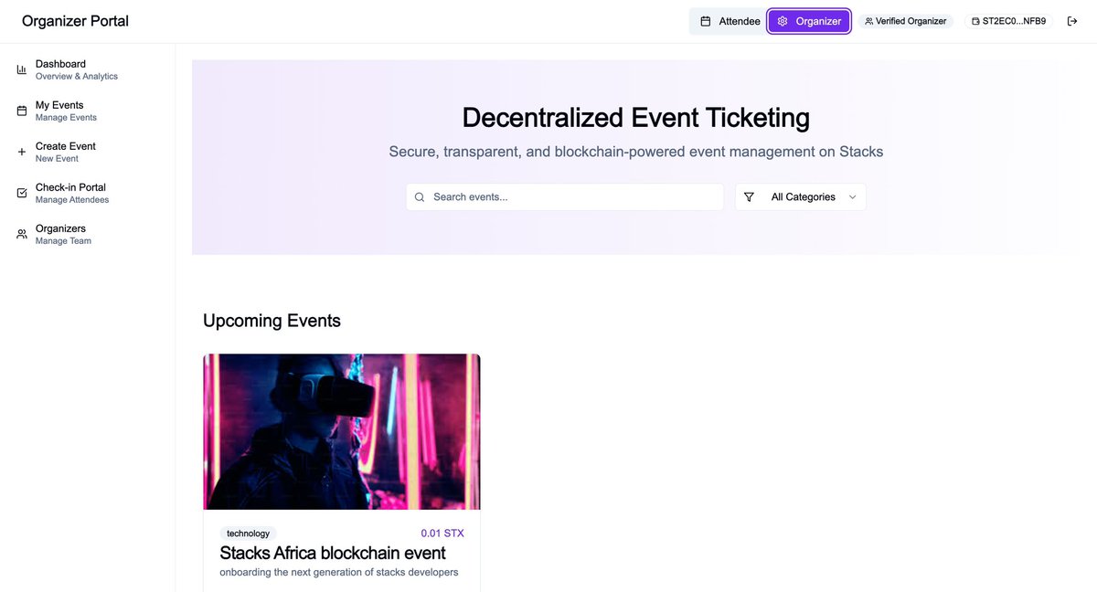 biillbaby's tweet image. Day 7: EventChain update
I implemented::
- an automatic mode detection based on the users organizer status on the blockchain 
- different sidebar navigation for each mode(organizer &amp;amp; attendee)
- contextual pages and features based on user role 1/2 
#eventchain  #buildinginpublic