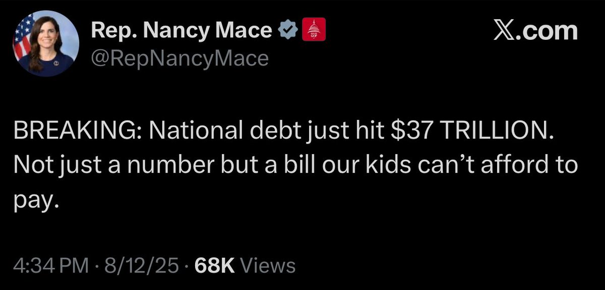 She literally just voted to increase the debt by trillions.