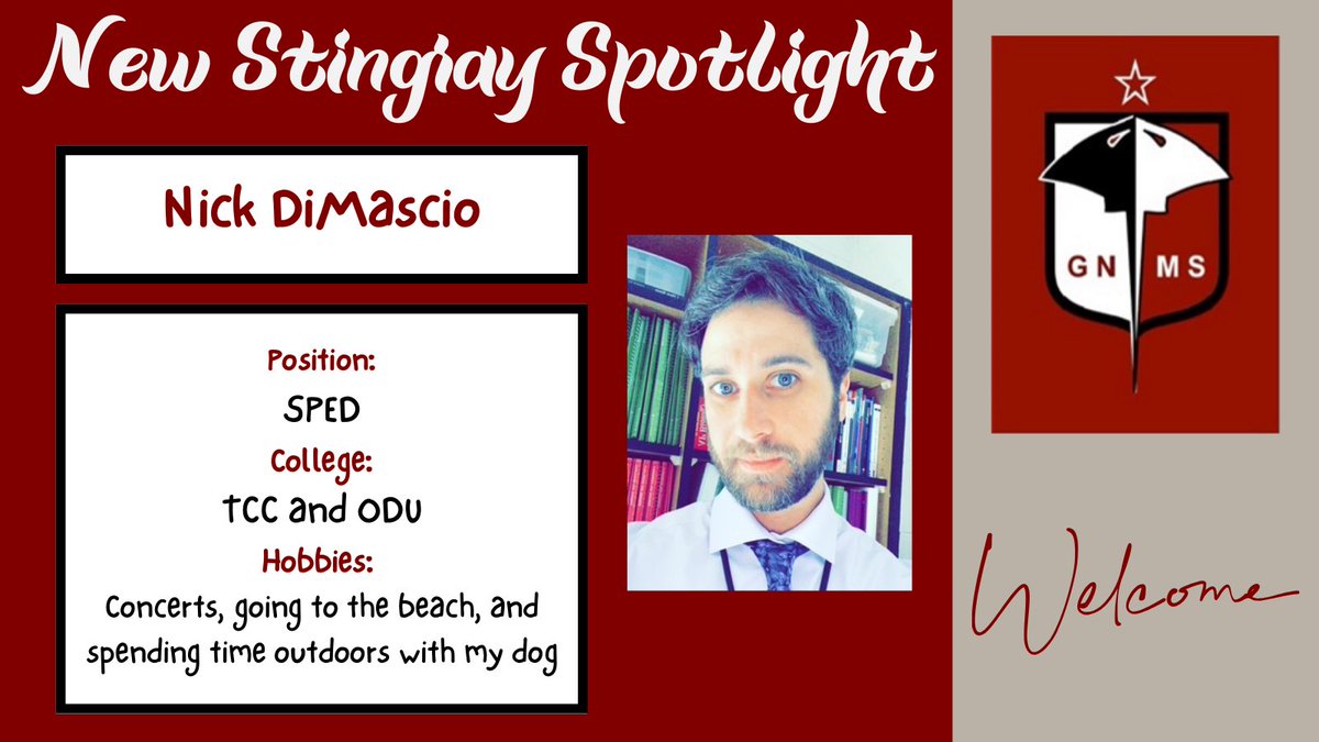 Join us in welcoming Mr. Dimascio to our SPED department.
