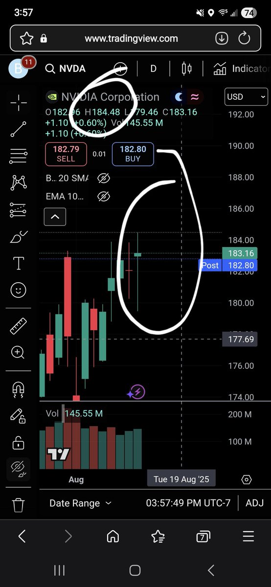 vacationman49's tweet photo. $NVDA When did we hit $184.48 today?

Apparently we set that ATH today.....

After the fact...

What is going on? https://t.co/cJPQZPbTrg