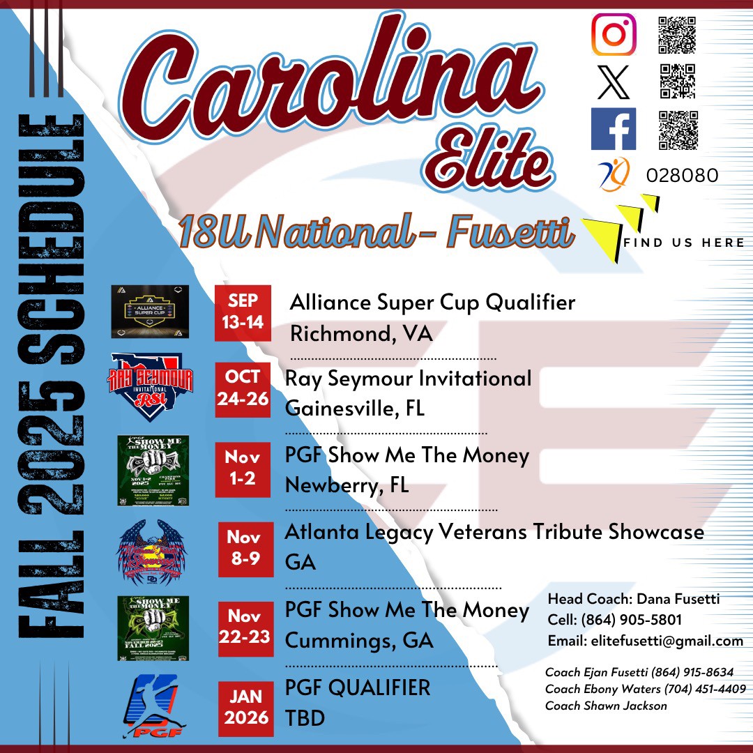 NorvellKylie's tweet image. Fall schedule drop!!! My last travel season starts next month. I&apos;m so excited to spend my final year on Carolina Elite! 🩵❤️🤍 @EliteFusetti @CarEliteNCorg @LauraMatthews12 @CoachKnerem @ekuba_25 @LineDsoftball @ExtraInningSB @playsbigger #LeaveItAllOnTheField #LastRide