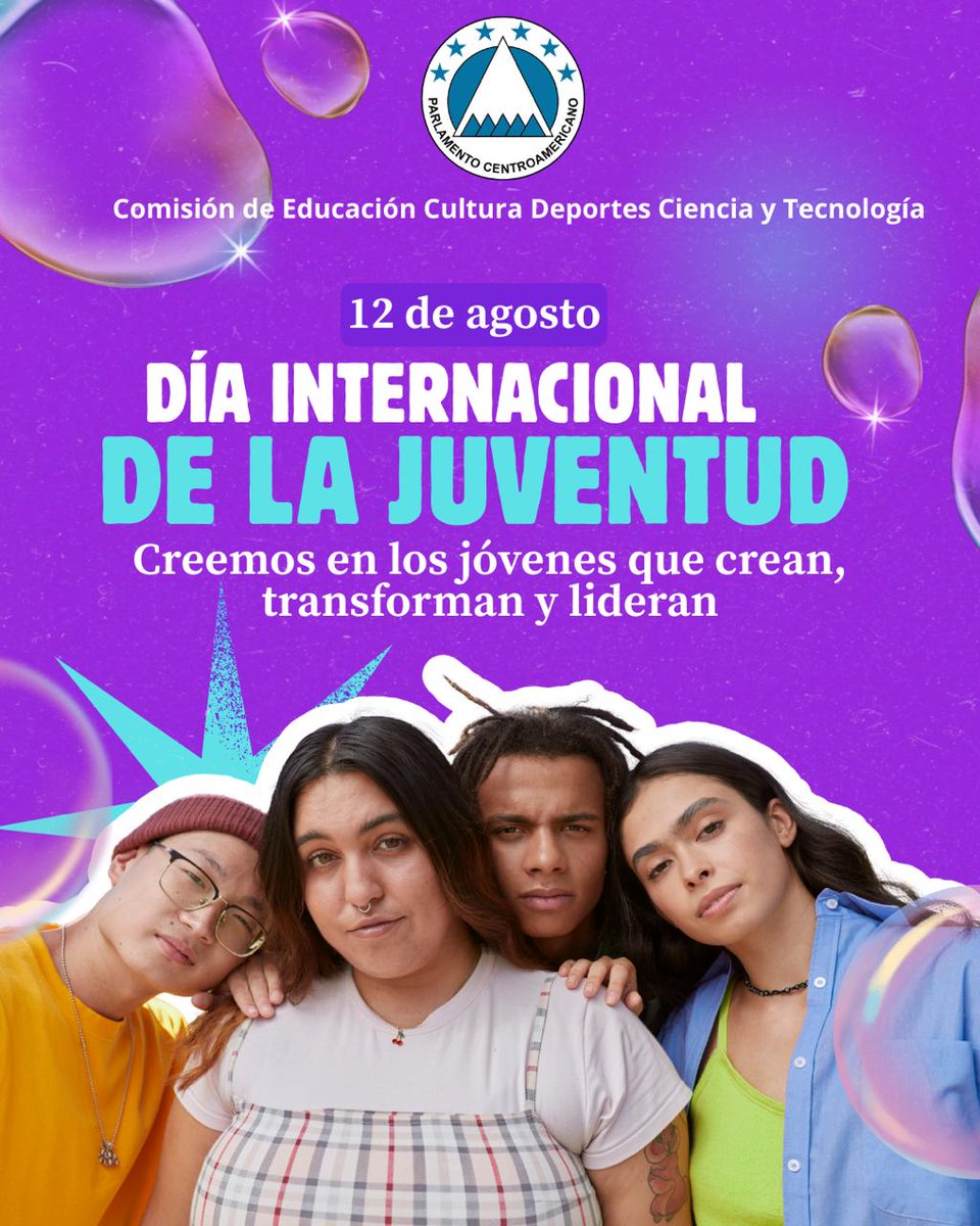 En el Día Internacional de la Juventud, la Comisión de Educación <a href="/PARLACEN/">PARLACEN</a> reafirma su compromiso de apoyar y empoderar a la juventud centroamericana, motor esencial de innovación, desarrollo y transformación regional.
¡Jóvenes protagonistas del presente y del futuro!