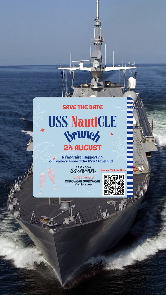 ‼️Cleveland‼️

The USS Cleveland is a new Navy ship that will be commissioned this October in downtown. Help support its sailors by getting tickets for the USS Cleveland Legacy Foundation’s USS NautiCLE Brunch fundraiser!🚢🍽️

Learn more and get tickets: secure.qgiv.com/event/wps88d/