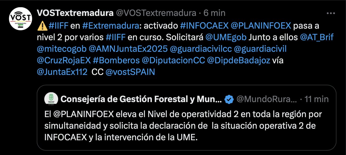 Situcació actual a #Extremadura via <a href="/VOSTextremadura/">VOSTextremadura</a>