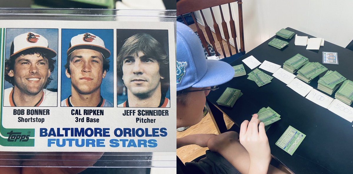 Cutting_E_Cards's tweet photo. My Sons mint condition Cal Ripken Jr. rookie card, as him and I sort through his entire 1982 Topps set! 
😎⚾️💪🔥
#mlb 
#1982topps
#topps
#calripkenjr
#hobby
#BondingWithDad https://t.co/ngOx02Ae1g