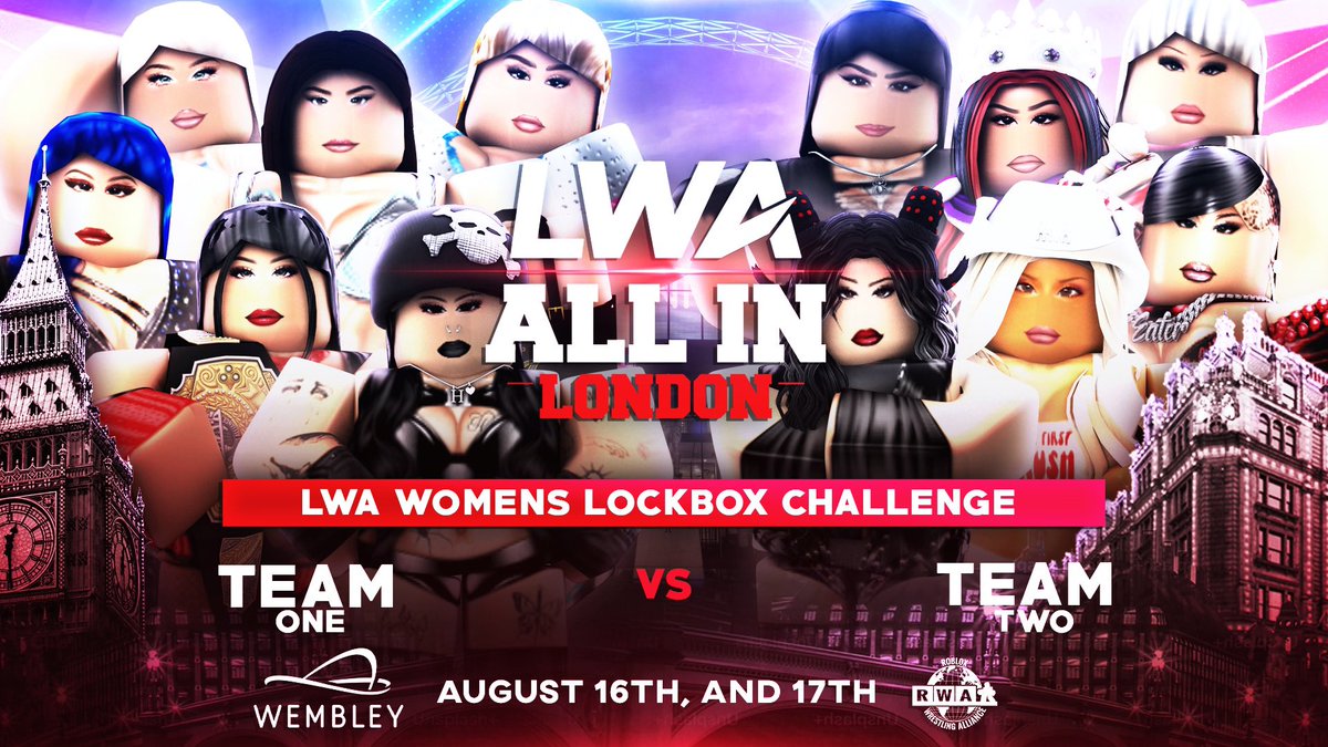 LWA (@lwa2025) on Twitter photo LWA PRESENTS: ALL IN // THIS WEEKEND!
Tune in to this weekend for the WOMEN’s LOCKBOX CHALLENGE!
<a href="/TheProdigyRW/">PRODIGY ⛓️💥</a>, <a href="/JazzyViceRW/">Jazzy Vice</a>, <a href="/P1SSMEOFF/">ava brynn</a>, <a href="/DanceD0ll/">eli</a>, <a href="/TheZianaJames/">ZIANA JAMES 💼</a> & <a href="/Numba1Maddie/">ꨄ</a> vs. <a href="/therosieysl/">GJ Lee ˚ʚ♡ɞ</a>, <a href="/BvchBoricua/">Liera ੈ✩‧₊˚</a>, <a href="/TBPRWRBLX/">The Beautiful People.</a>, <a href="/pettybitchliaa/">Đ₳Ɽ₭ ₳₦₲ɆⱠ</a>, <a href="/pemstratuscom/">PEM Stratus</a> & <a href="/WeBowToOlivia/">Olivia G</a> LWA PRESENTS: ALL IN // THIS WEEKEND!
Tune in to this weekend for the WOMEN’s LOCKBOX CHALLENGE!
<a href="/TheProdigyRW/">PRODIGY ⛓️💥</a>, <a href="/JazzyViceRW/">Jazzy Vice</a>, <a href="/P1SSMEOFF/">ava brynn</a>, <a href="/DanceD0ll/">eli</a>, <a href="/TheZianaJames/">ZIANA JAMES 💼</a> & <a href="/Numba1Maddie/">ꨄ</a> vs. <a href="/therosieysl/">GJ Lee ˚ʚ♡ɞ</a>, <a href="/BvchBoricua/">Liera ੈ✩‧₊˚</a>, <a href="/TBPRWRBLX/">The Beautiful People.</a>, <a href="/pettybitchliaa/">Đ₳Ɽ₭ ₳₦₲ɆⱠ</a>, <a href="/pemstratuscom/">PEM Stratus</a> & <a href="/WeBowToOlivia/">Olivia G</a>